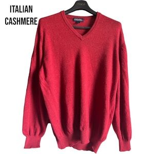 Brooks Brothers Red Italian Cashmere V Neck Sweater Long Sleeve XXL